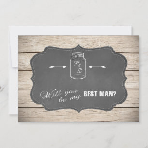 Mason Jar Chalkoard Will You Be My Best Man? Invitation