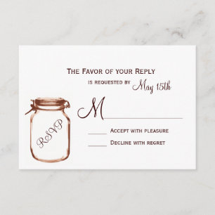 Mason Jar Country Rustic Wedding RSVP Cards