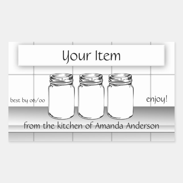 Mason Jar Custom Your Item Moden Product Label s (Front)