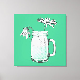 mason jar daisies canvas print