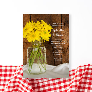 Mason Jar Daisies Country Wedding Rehearsal Dinner Invitation