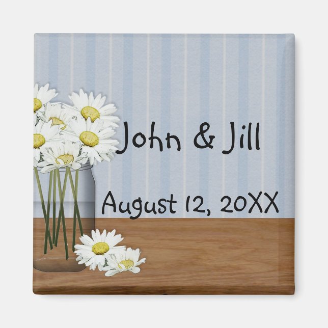 Mason Jar Daisies Favor Magnet (Front)