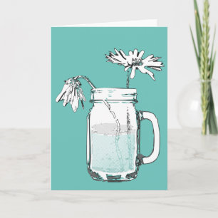 mason jar daisies holiday card