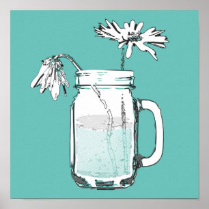 mason jar daisies poster