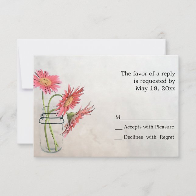 Mason Jar Daisies RSVP Cards (Front)