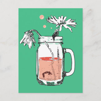 mason jar daisy drowns postcard