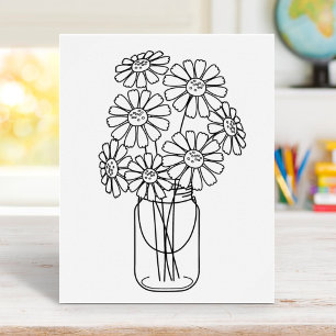Mason Jar Daisy Flowers Colouring Page Poster