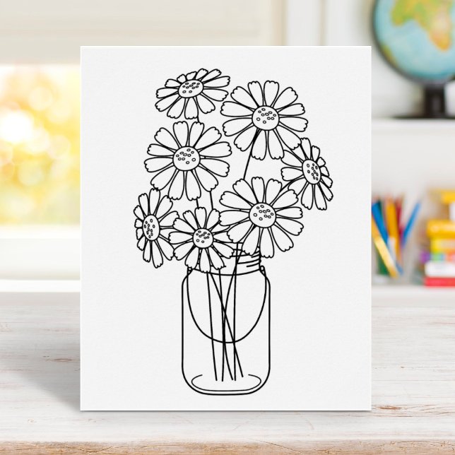 Mason Jar Daisy Flowers Colouring Page Poster (Creator Uploaded)