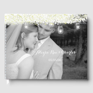 Mason Jar Elegant Under the Stars Wedding Photo Guest Book