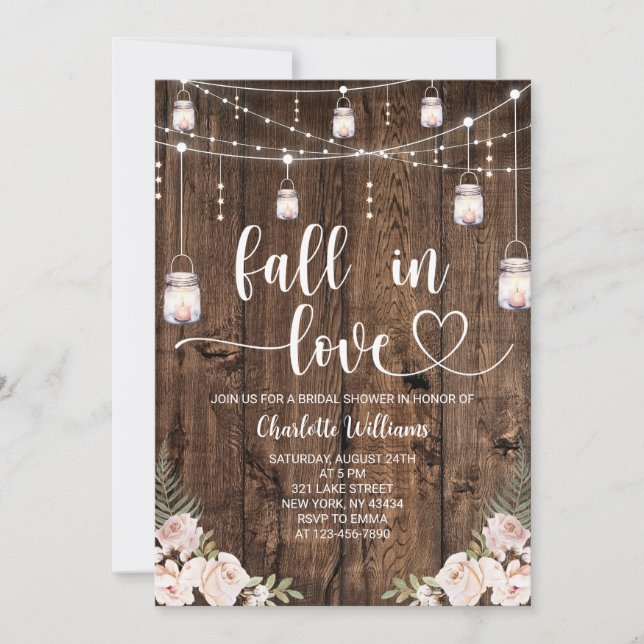 Mason Jar Fall Bridal Shower Invitation (Front)