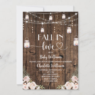 Mason Jar Fall in Love Baby Shower Invitation