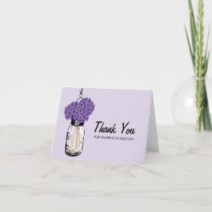 Mason Jar filled with Hydrangea Flowers Thank You Card