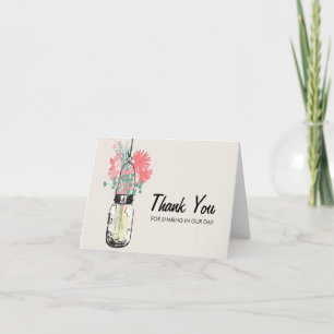 Mason Jar filled with Wilflowers Thank You Card