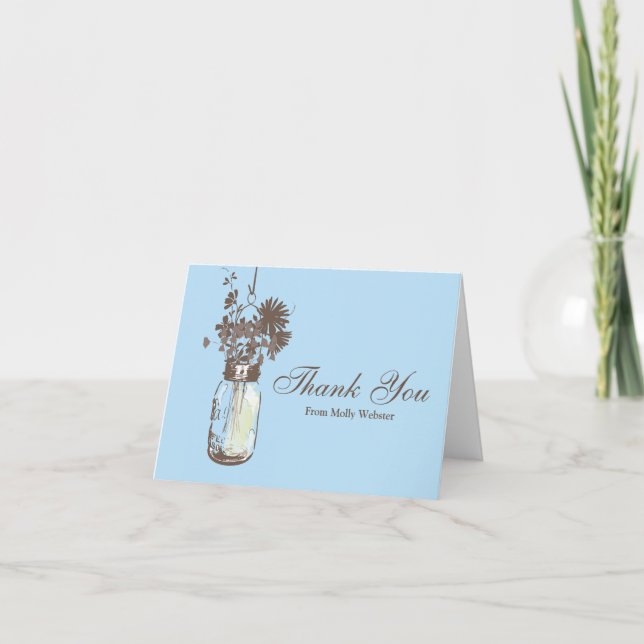 Mason Jar filled with Wilflowers Thank You Card (Front)
