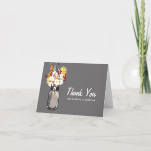 Mason Jar filled with Wilflowers Thank You Card