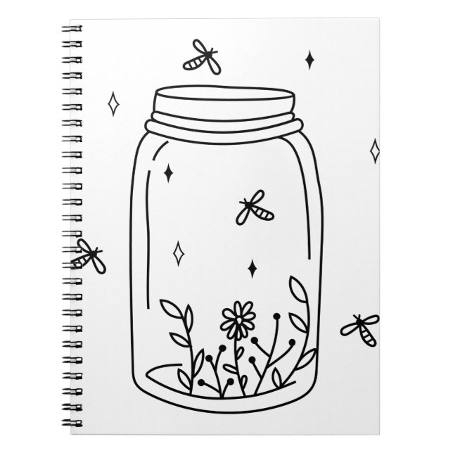 Mason Jar Fireflies Notebook (Front)