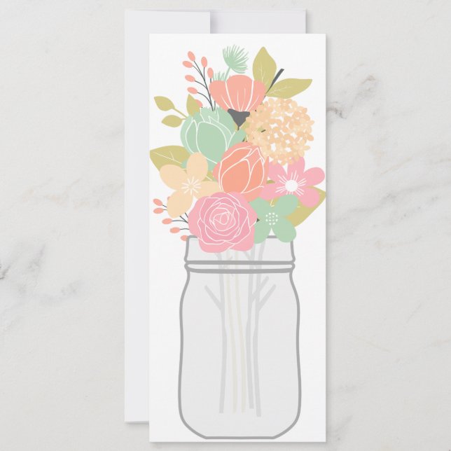 Mason Jar Floral Bouquet 1 Blank Invitation Card (Front)