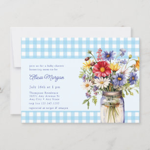 Mason Jar Floral   Rustic Baby Shower Invitation