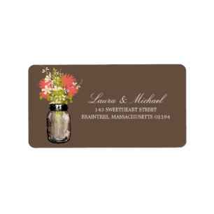 Mason Jar Flowers Mailing Address Label