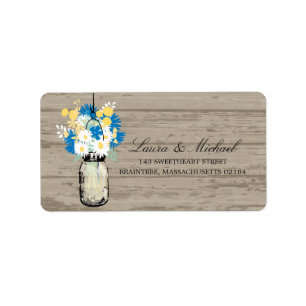 Mason Jar Flowers Mailing Address Label