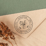 Mason Jar Flowers Round Return Address Rubber Stamp<br><div class="desc">Create Your Own Classic Round Return Address Stamp. For more advanced customisation of this design,  Please click the "Customise" button above!</div>