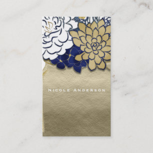 Mason Jar Flowers Rustic Blue Gold Floral Chic Business Card