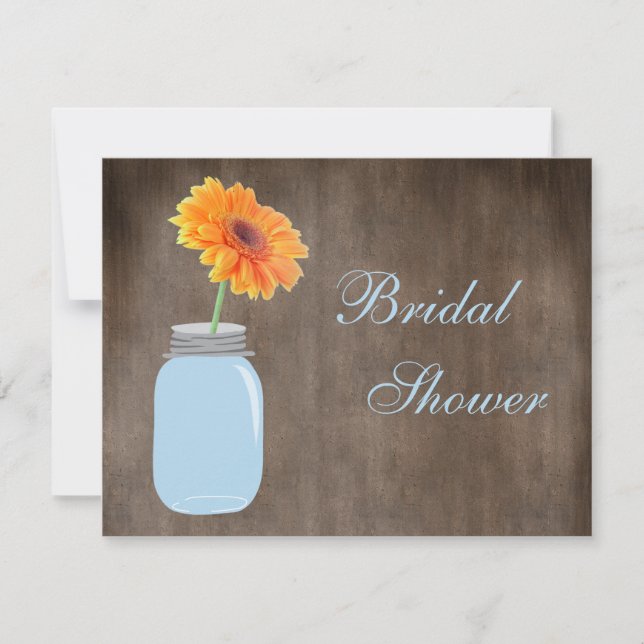 Mason Jar & Gerbera Daisy Rustic Bridal Shower Invitation (Front)