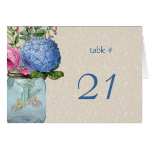 Mason Jar Goldfish Love Table Number Card