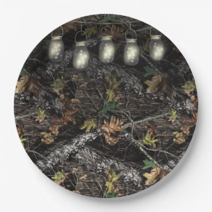 Mason Jar + Hunting Camo Party Plates for Showers