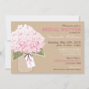 Mason Jar Hydrangea Rustic Bridal Shower Invitation