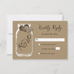 Mason Jar Kraft Paper Wedding RSVP Card