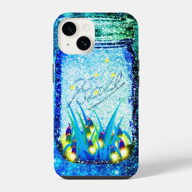 Mason jar lightning bug glowing firefly  magnet iPhone case (Back)