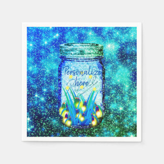 Mason jar lightning bug glowing firefly  magnet napkin
