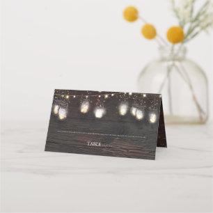 Mason Jar Lights Rustic Wedding Place Card