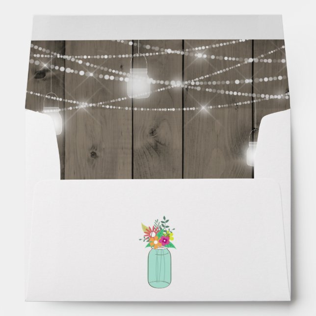 Mason Jar Lights Rustic Wood Wedding 5x7 Envelope (Back (Bottom))