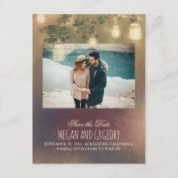 Mason Jar Lights Tree Rustic Photo Save the Date