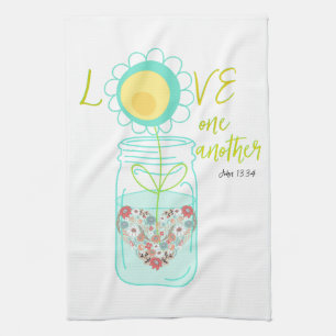 Mason Jar: Love Bible Verse Tea Towel