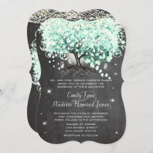 Mason Jar Mint Chalkboard Heart Leaf Tree Invitati Invitation