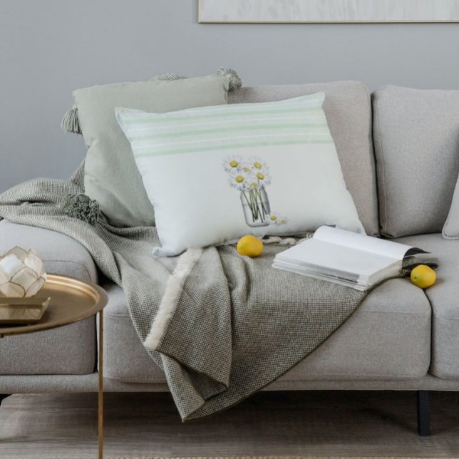 Mason Jar Of Daisies  Decorative Cushion (Creator Uploaded)