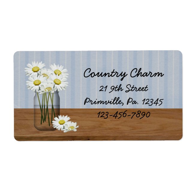 Mason Jar Of Daisies Label (Front)