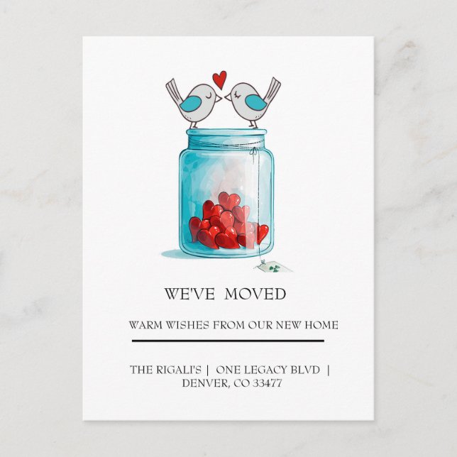 Mason Jar of Love  home moving Postcard (Front)