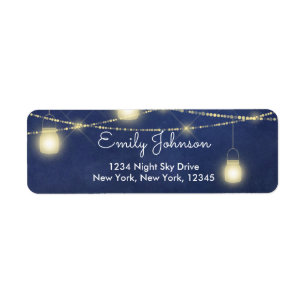 Mason Jar on String Lights Address Label