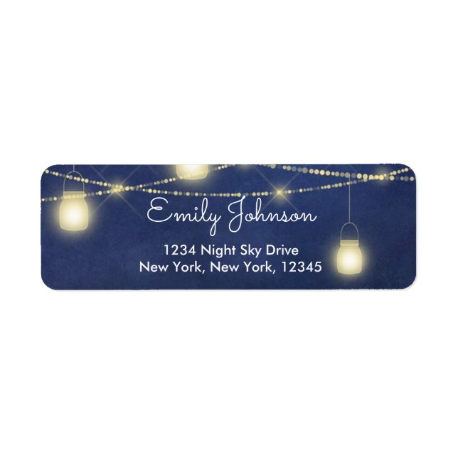 Mason Jar on String Lights Address Label (Front)