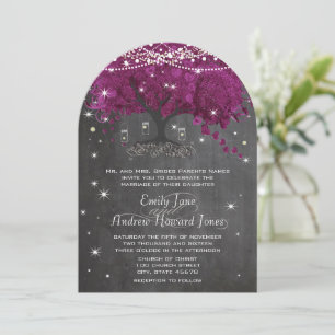 Mason Jar Orchid Chalkboard Heart Leaf Tree Invitation