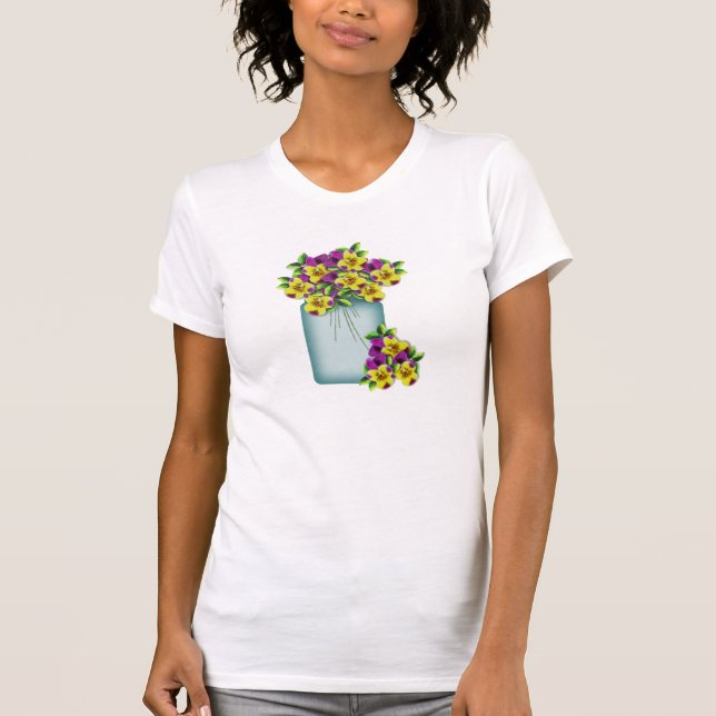 Mason Jar Pansies Shirt (Front)