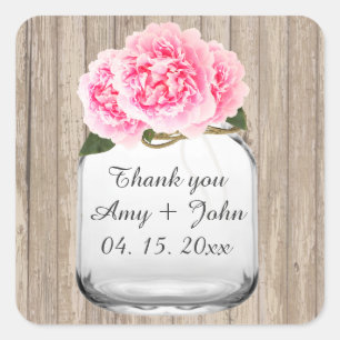Mason jar pink peony wedding sticker tags peony2