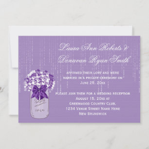 Mason Jar Purple and White Floral Reception Only Invitation