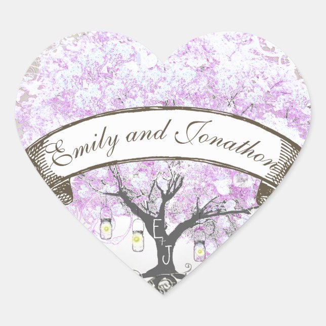 Mason Jar Radiant Lavender Leaf Tree  Wedding Seal (Front)