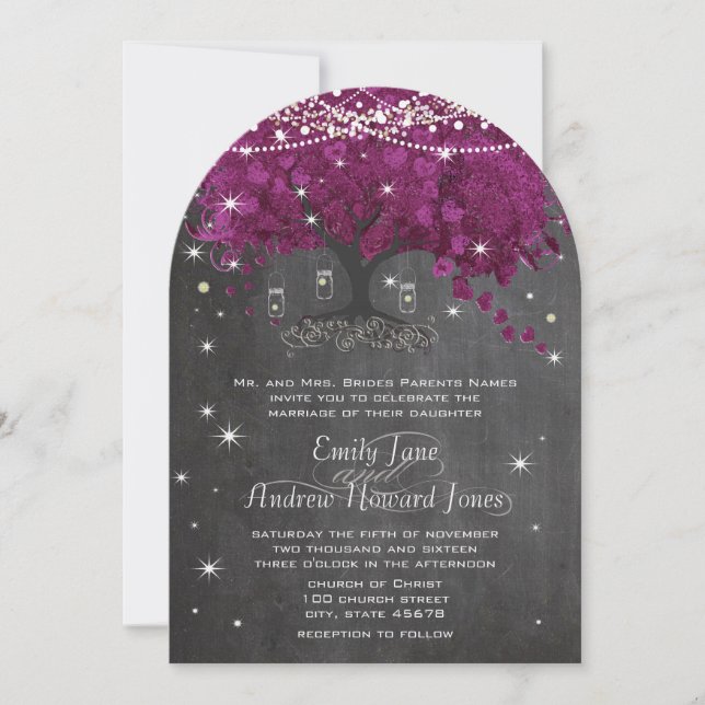 Mason Jar Radiant Purple Wedding Invitation (Front)