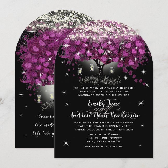 Mason Jar Radiant Purple Wedding Invitation (Front/Back)